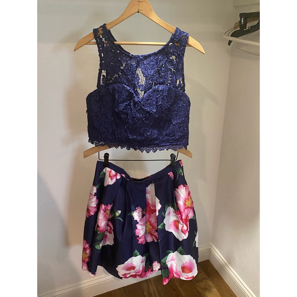 Juniors Sequin Hearts Two-Piece Mini Dress
